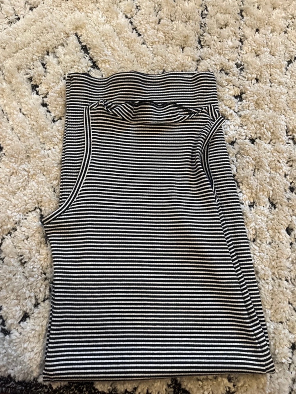 Cotton on Striped Black & White Sleeveless Mock Neck dress